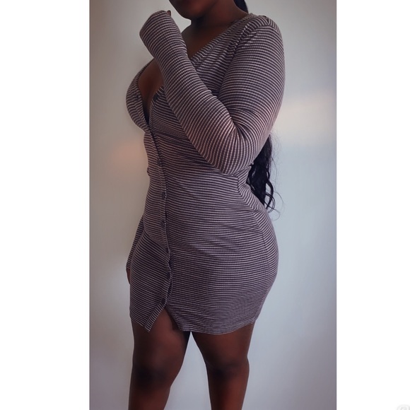 Boutique Dresses & Skirts - Sexy Sweater Dress with Gray an White Stripes Chic